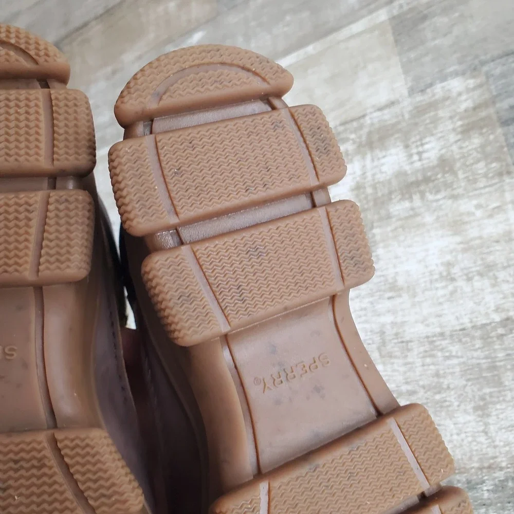 Sperry The Summit Womens‎ Rain Boot Sz 8 Brown Waterproof Lace Up Round Toe